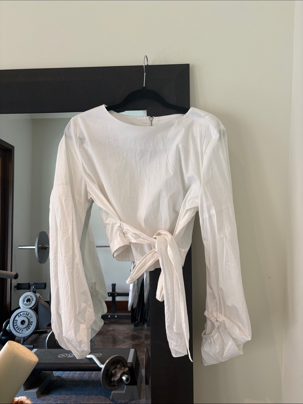 Marc Bouwer Cream Wrap Tie Balloon Sleeve Top